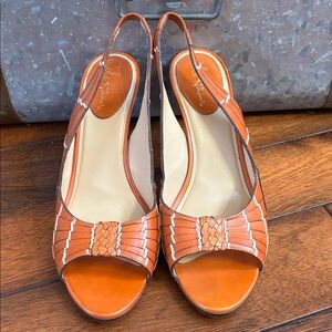Cole Haan Nike Air Woven Leather Slingback Heels Chestnut/Caramel women’s 8.5